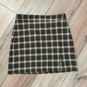 Aritzia Wilfred Plaid A Line Mini Skirt Size 6 Wool Blend Brown Casual Chic